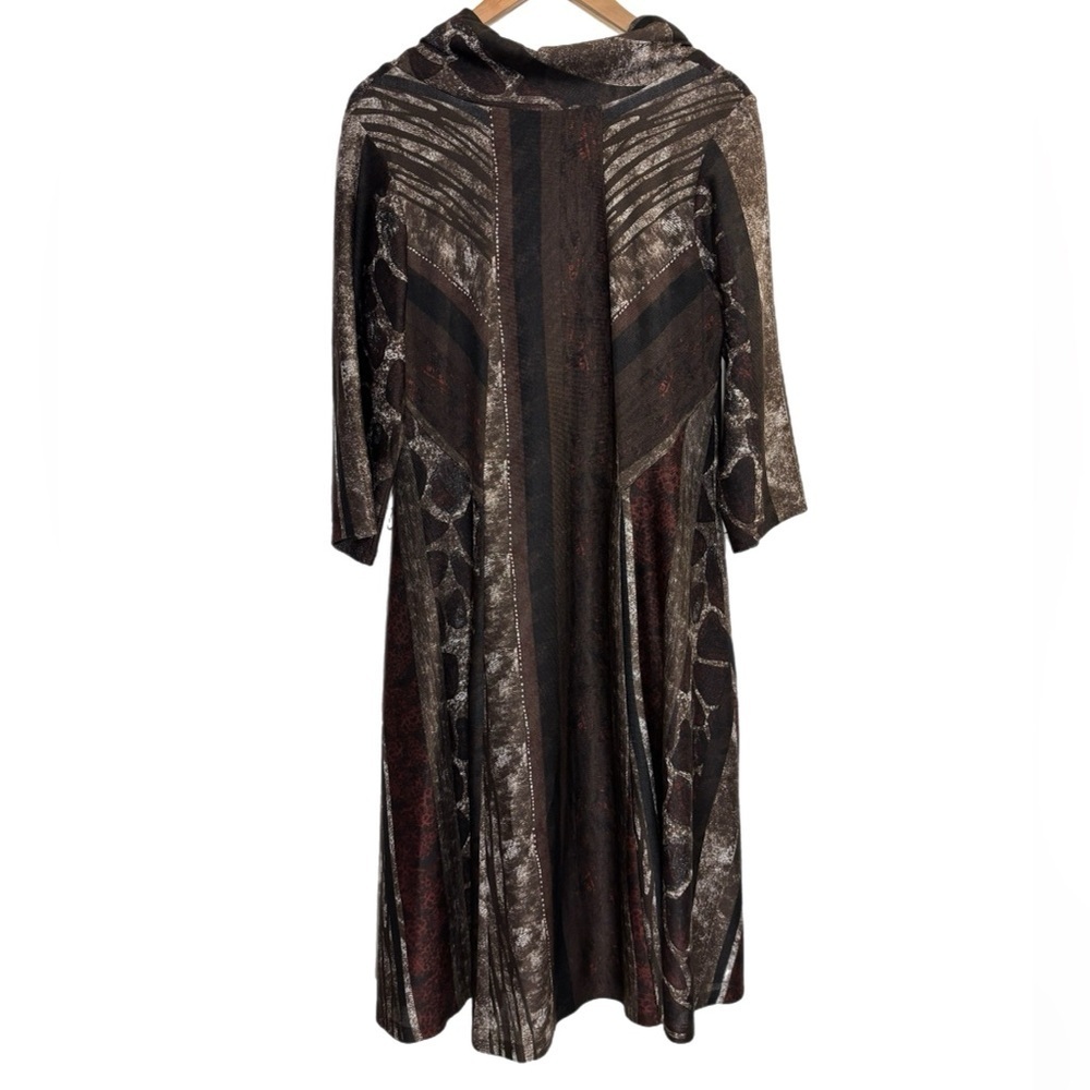 Signature by Robbie Bee lagenlook dark earth tones cowl neck 3/4 sleeve dress